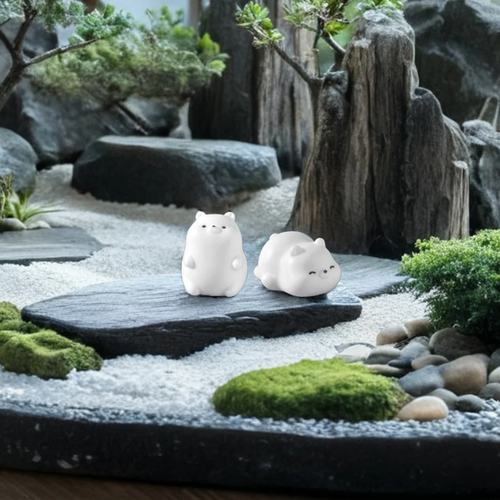 6 stuks hars mini beer standbeelden prachtige sneeuwscène desktop ornamenten kerstversiering winter dieren beeldjes