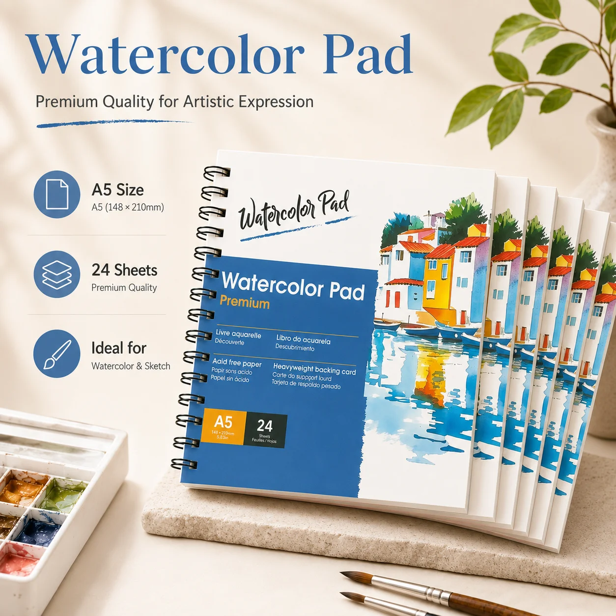 Best Gift for Artists: A5 Spiral Sketchbook 24 Pages - High Quality 160g Acid-Free Paper for Beginners to Pros - Perfect for Holiday & Birthday