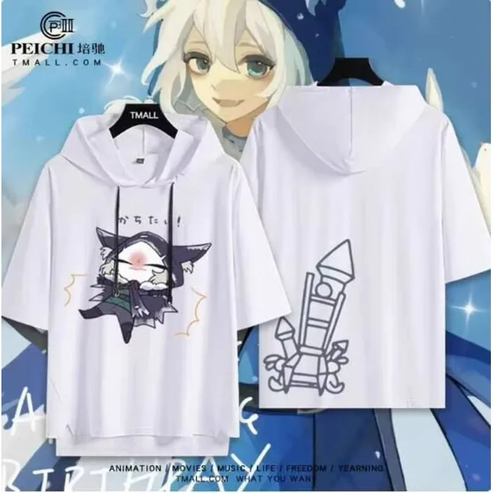 

Anime Identity Ⅴ Ithaqua Hooded Short Sleeve T-Shirt Summer Cosplay Costume Casual Student Loose Tops Anime