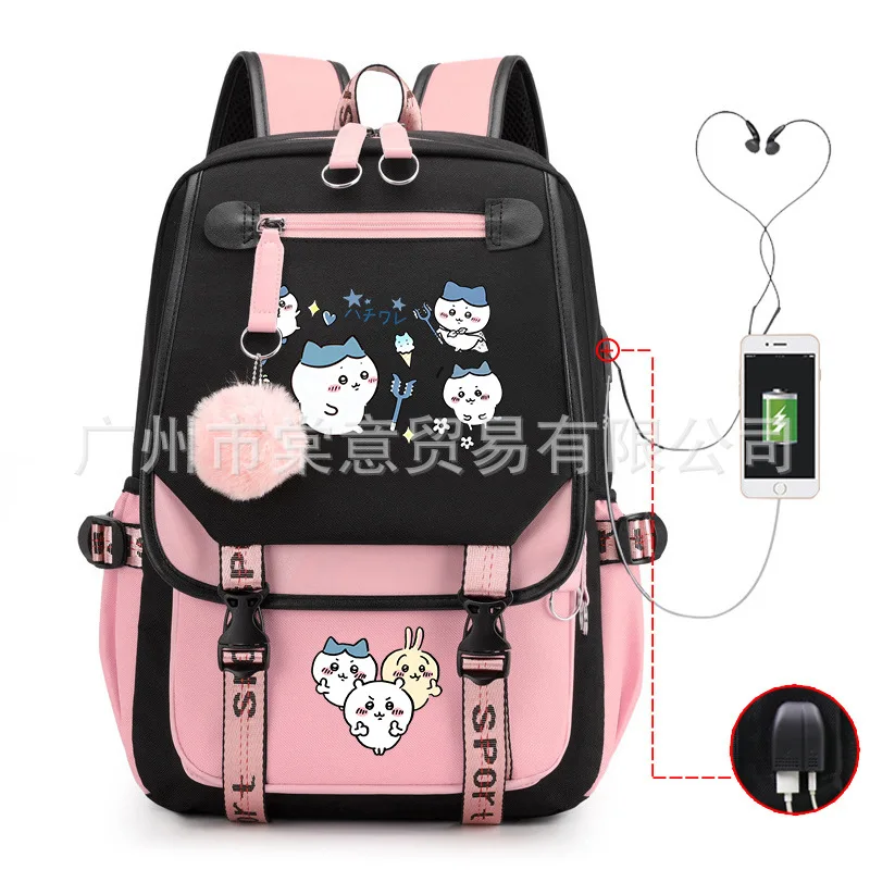 New Hachiware Printed Backpack Backpack Girl Spine Protection Schoolbag Anime Student Large Capacity Bags for Woman Chiikawa