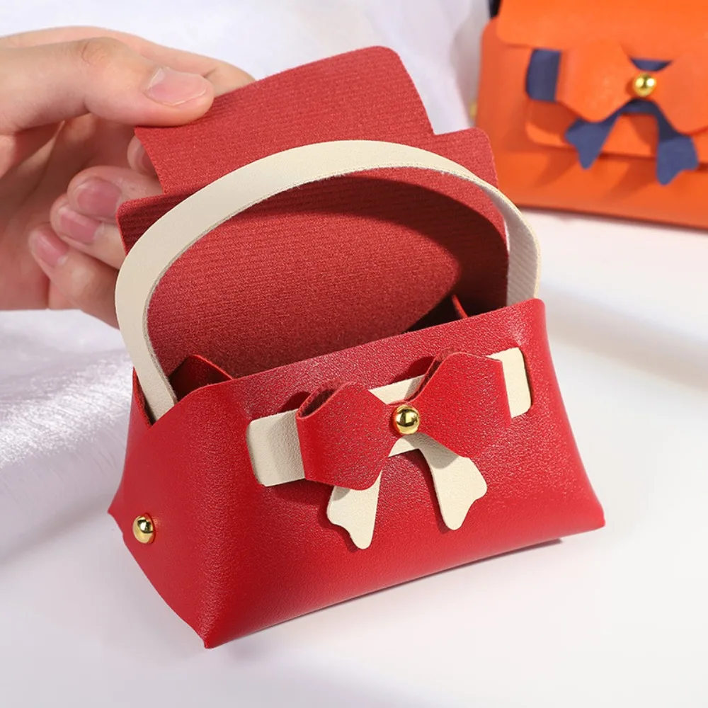 Leather Gifts Box Creative Bowknot Handbag Candy Box Coin Purse