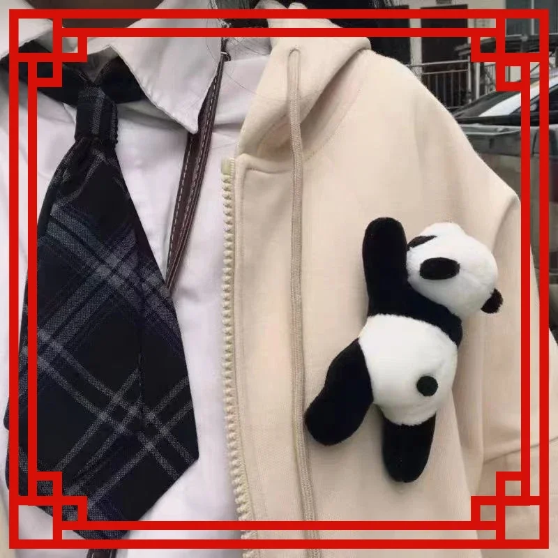 Novelty Panda Brooch Ins Pendant Plush Cute Decoration, Lying Doll Bag Clothes Accessories Anime Pins