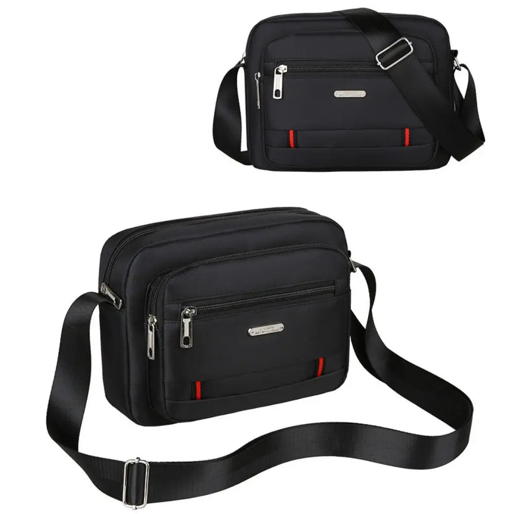 Casual Nylon Men Crossbody Bags Black Brown Blue Green Oxford Cloth Boy Messenger Bags Rectangle 4 Zippers Man Handbags Unisex