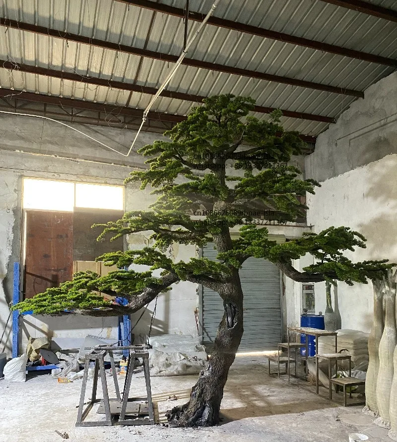 Large Artificial Fake Pine Bonsai Tree Landscape Decoration Faux Pine Tree for Indoor Outdoor Home Office Shopping Mall Decor