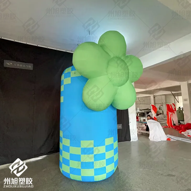 Flores infláveis com sopradores, modelos de ar à base de plantas, quadrados externos e decorações promocionais para eventos de parque