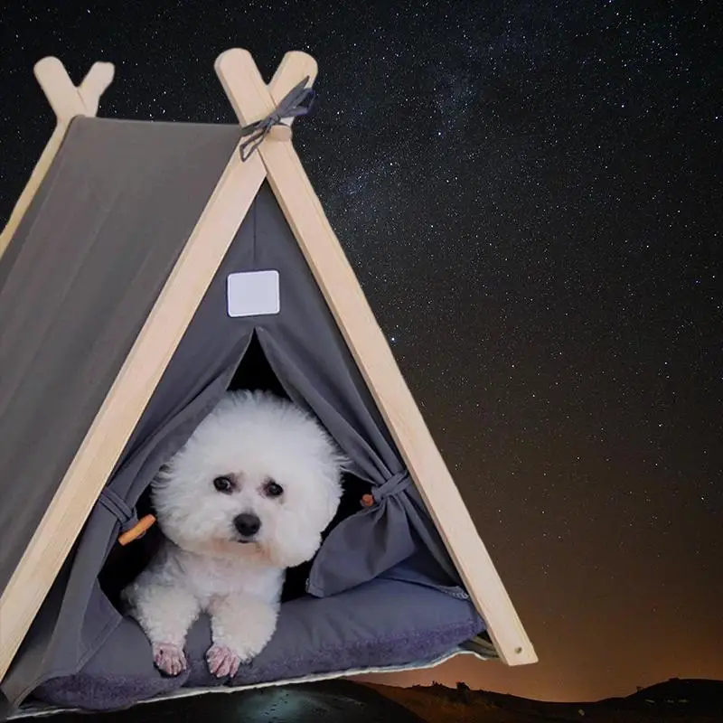 Pet Tent Nest Portable Dog Cat Sleeping Bed Pop-Up Small Wooden House Design For Pet Cats Dogs Tent Animals Bed Home Decoration