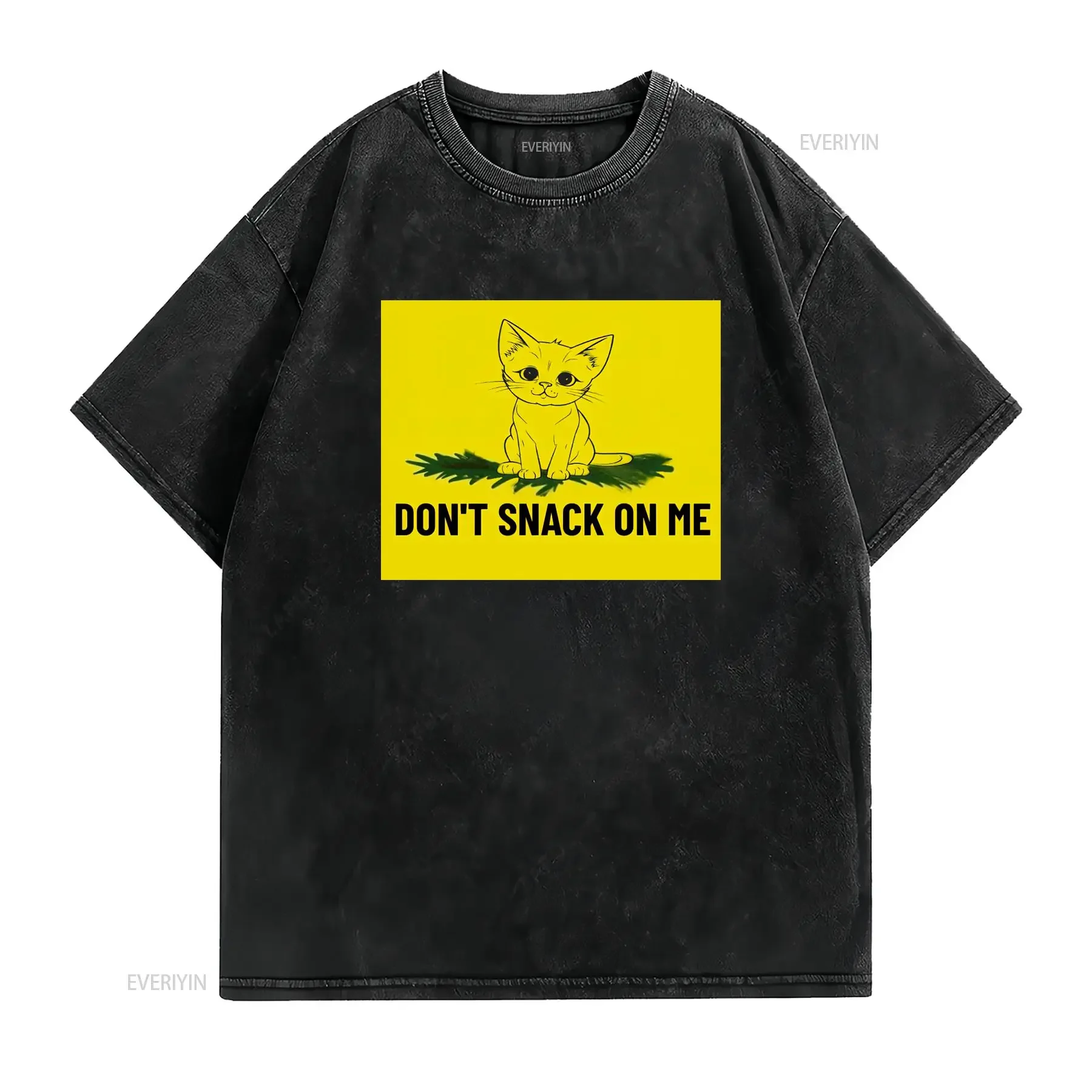 Introducing the Don't Snack On Me Cat T Shirt vintage Washed streetwear fashion Versatile Comfortable Unisex Soft Casual