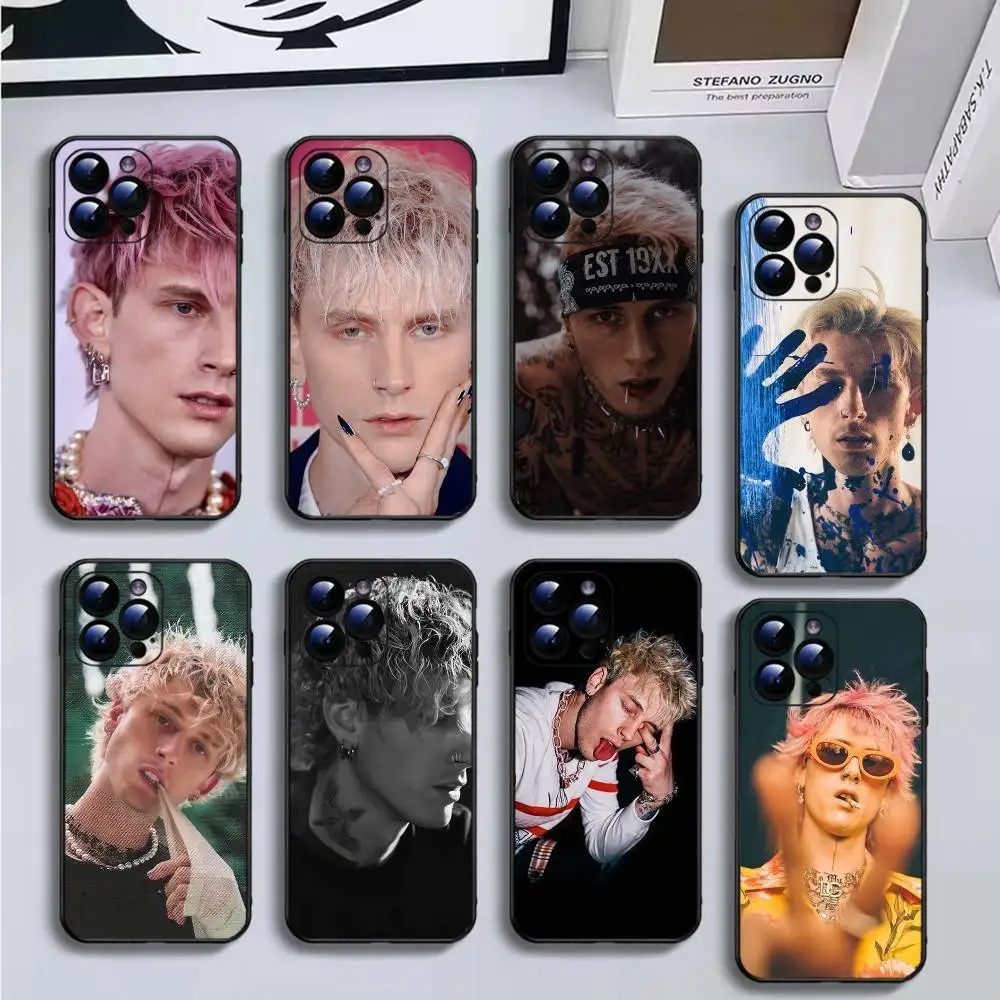 

M-Machine Gun K-Kelly MGK Phone Case For iPhone16,15,14,13,12,11 Plus,Pro Max,XS,X,XR,SE,Mini,8,7,Soft Black Cover