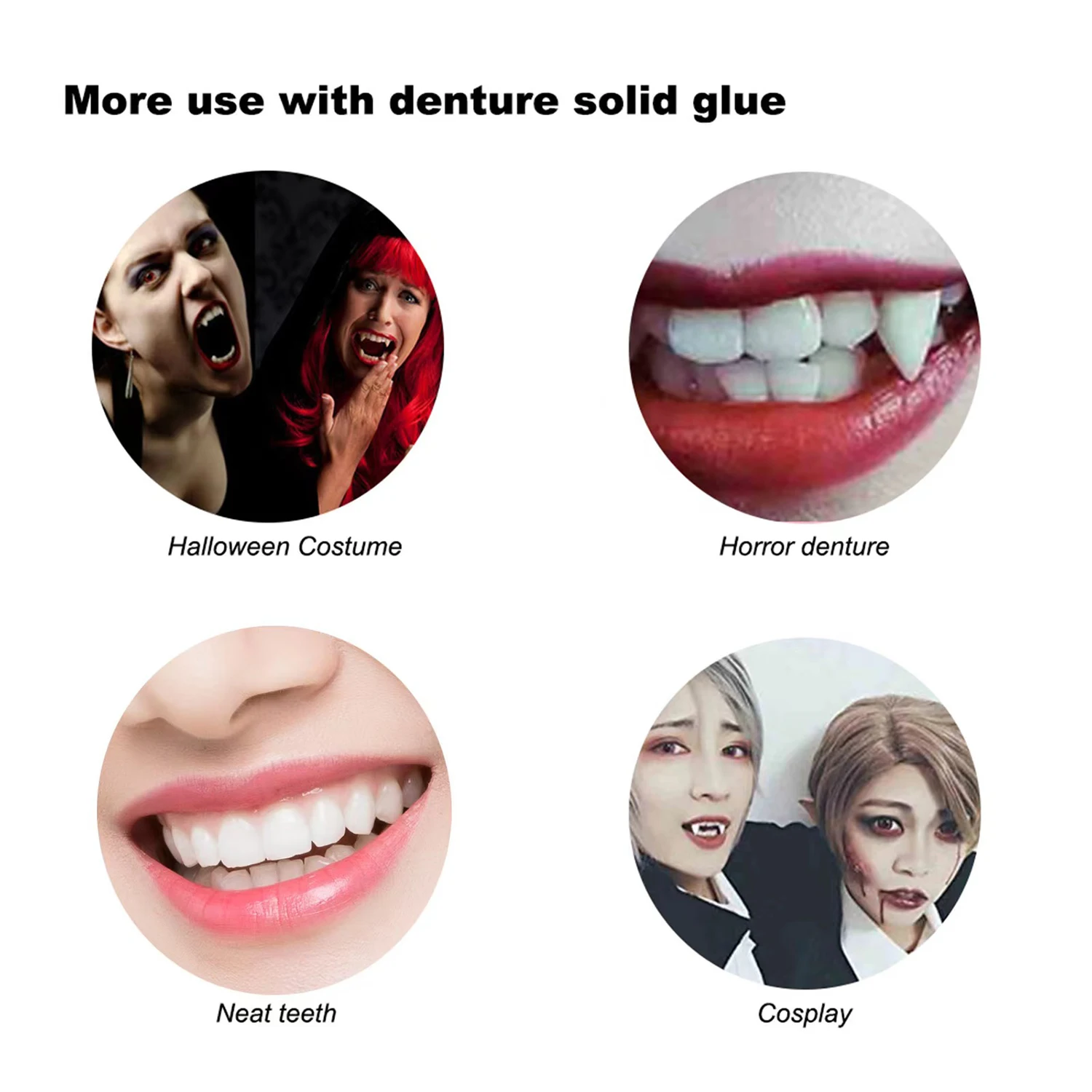 Résine moulée-décoration de dents temporaires de fête, jeu de rôle DIY, modèle de restauration temporaire, argile fondue de vampire d'Halloween