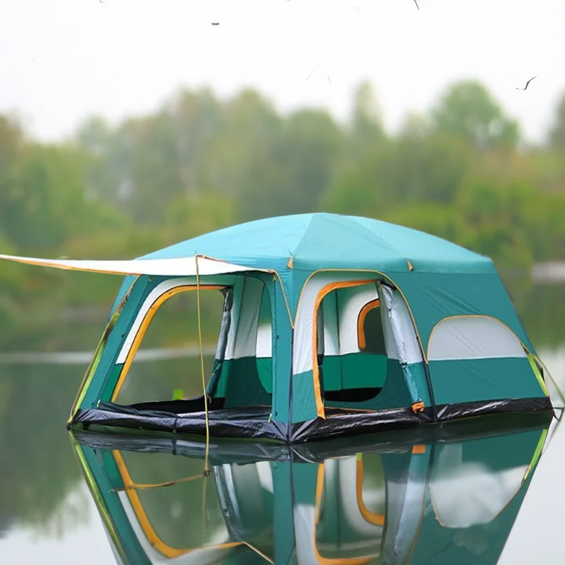 8-10 People Large Camping Tent Waterproof  Two Rooms And One Bathroom Large Size Travel Tent Family Outdoor Camping Tent