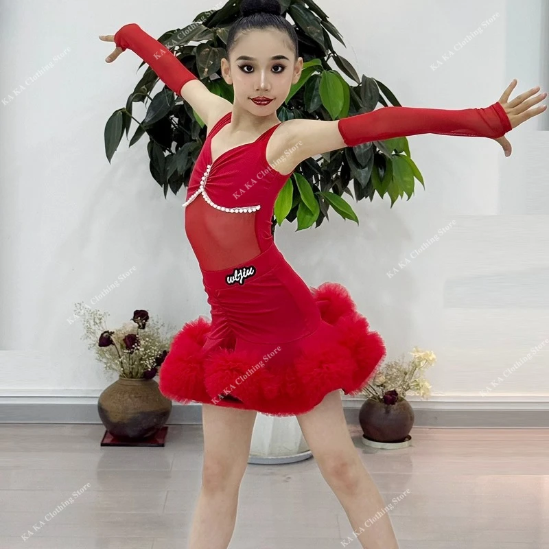 Standard Salsa Latin Dance Dress Girls Ballroom Dance Dresses Kids Rumba Samba Tango Dance Costume Girls Latin Practice Dress