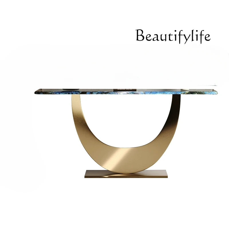 

marble entrance table against the wall ultra-narrow small apartment light luxury high-end art simple modern entrance table