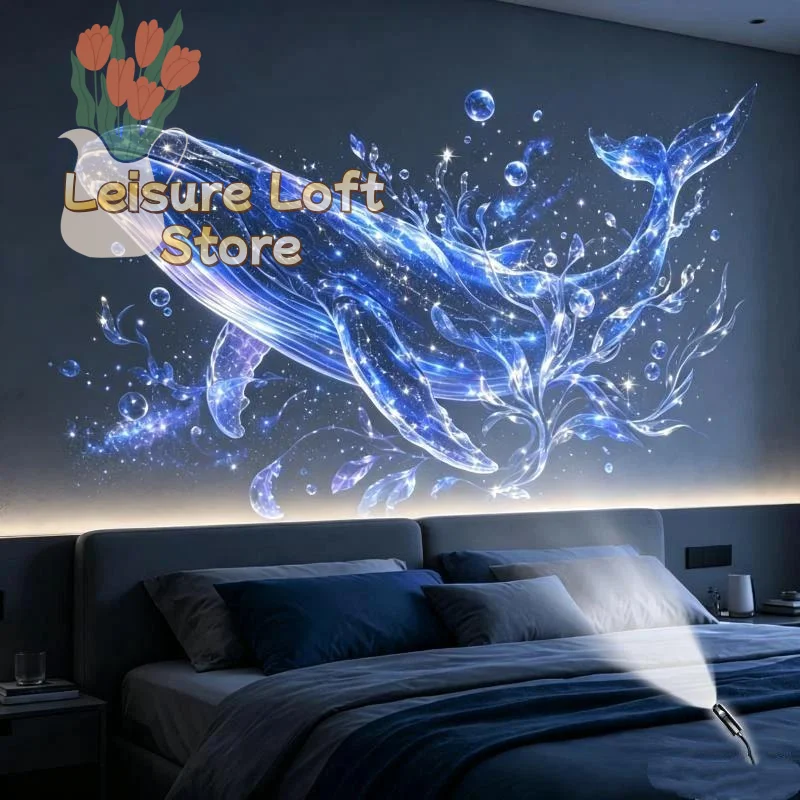 Ocean USB Projector Night Light Plug & Play Ceiling Projection Lamp 1 Set for Dorm Room Student Night Use