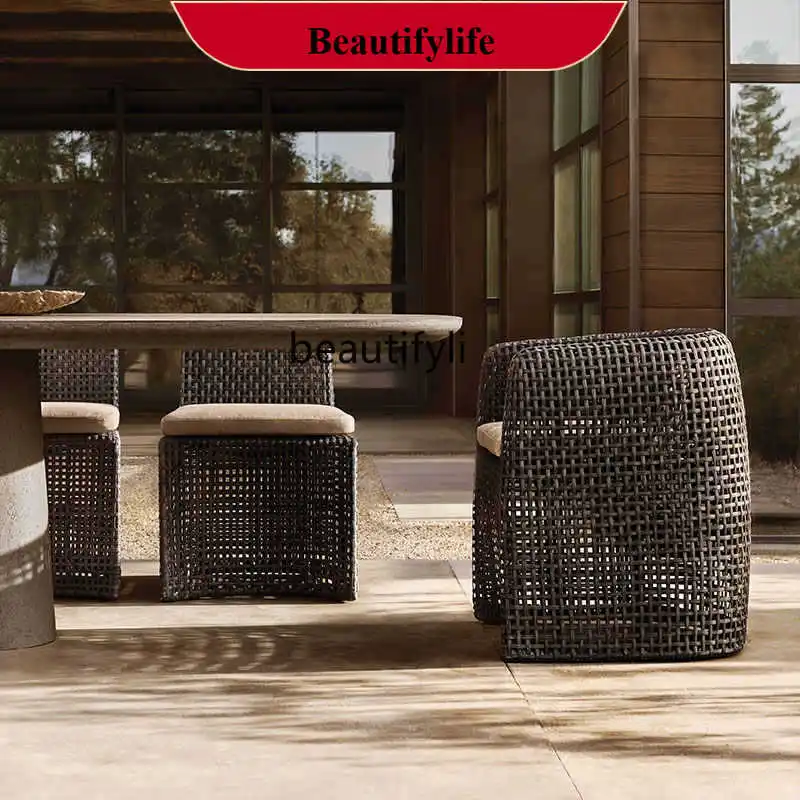 

Outdoor Leisure Rattan Sofa Villa Courtyard Waterproof Sunproof Garden Hotel Homestay Sunroom H