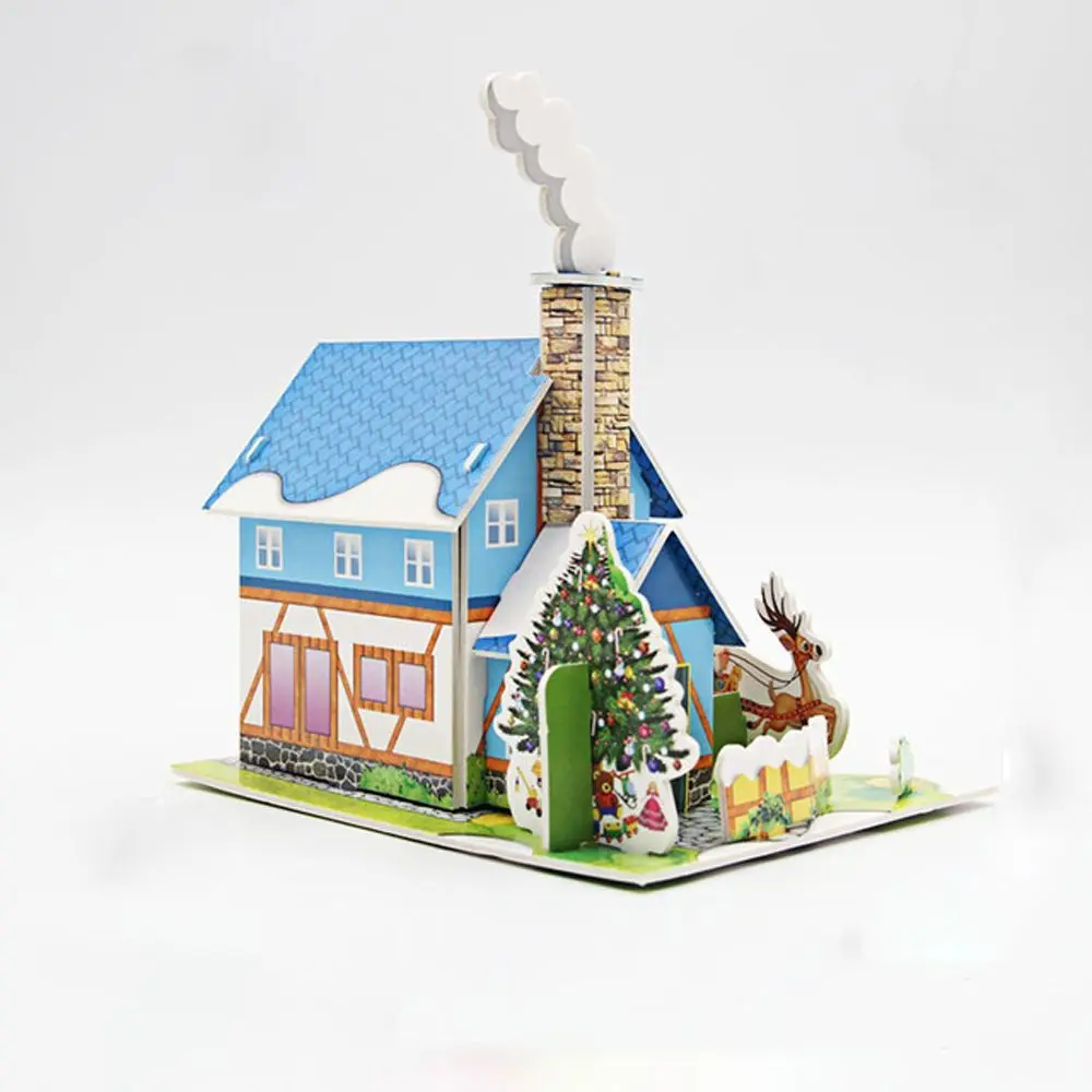 Paper Model Kids Cartoon Puzzles DIY Handmade Early Learning Toys 3D Stereo Puzzle House Building Model Amusement Park Model