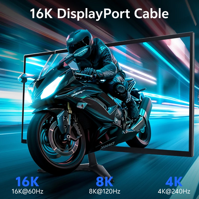16K DisplayPort Cable 3m VESA Certified DP 2.1 Cable 80Gbps 8K120Hz FreeSync G-Sync Display Port Cord for Gaming Monitor 7900XTX