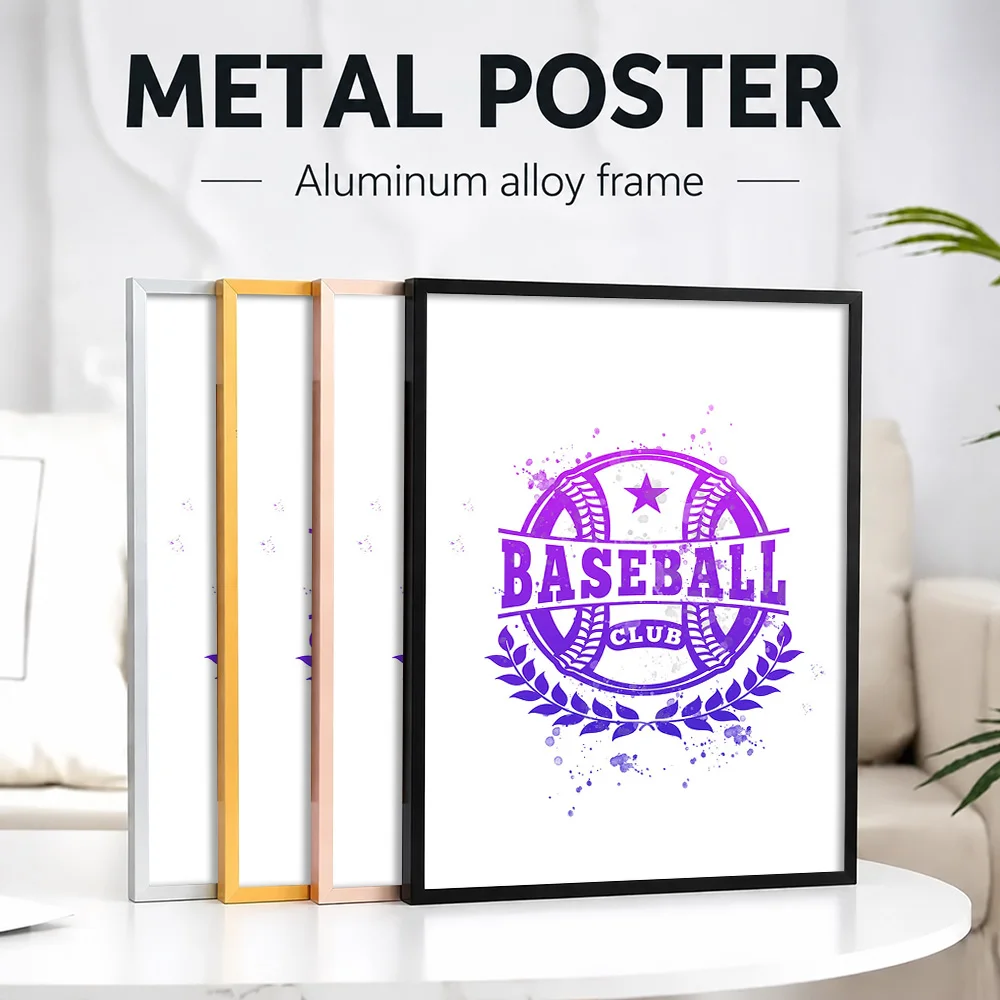 Sport Baseball Metal Poster With Aluminum Alloy Frame Personalized Photo Dynamic Match Style Wall Art For Fan Cave Batter Gift