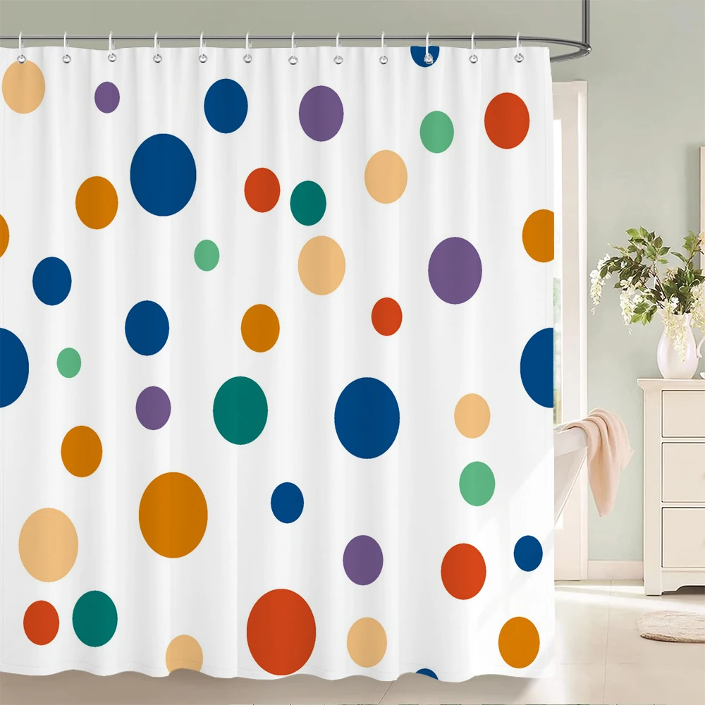 

1 Pcs Bathroom Shower Curtain Modern Art Simple Circle Printed Polyester Fabric Shower Curtain with Hooks Decoration Curtain