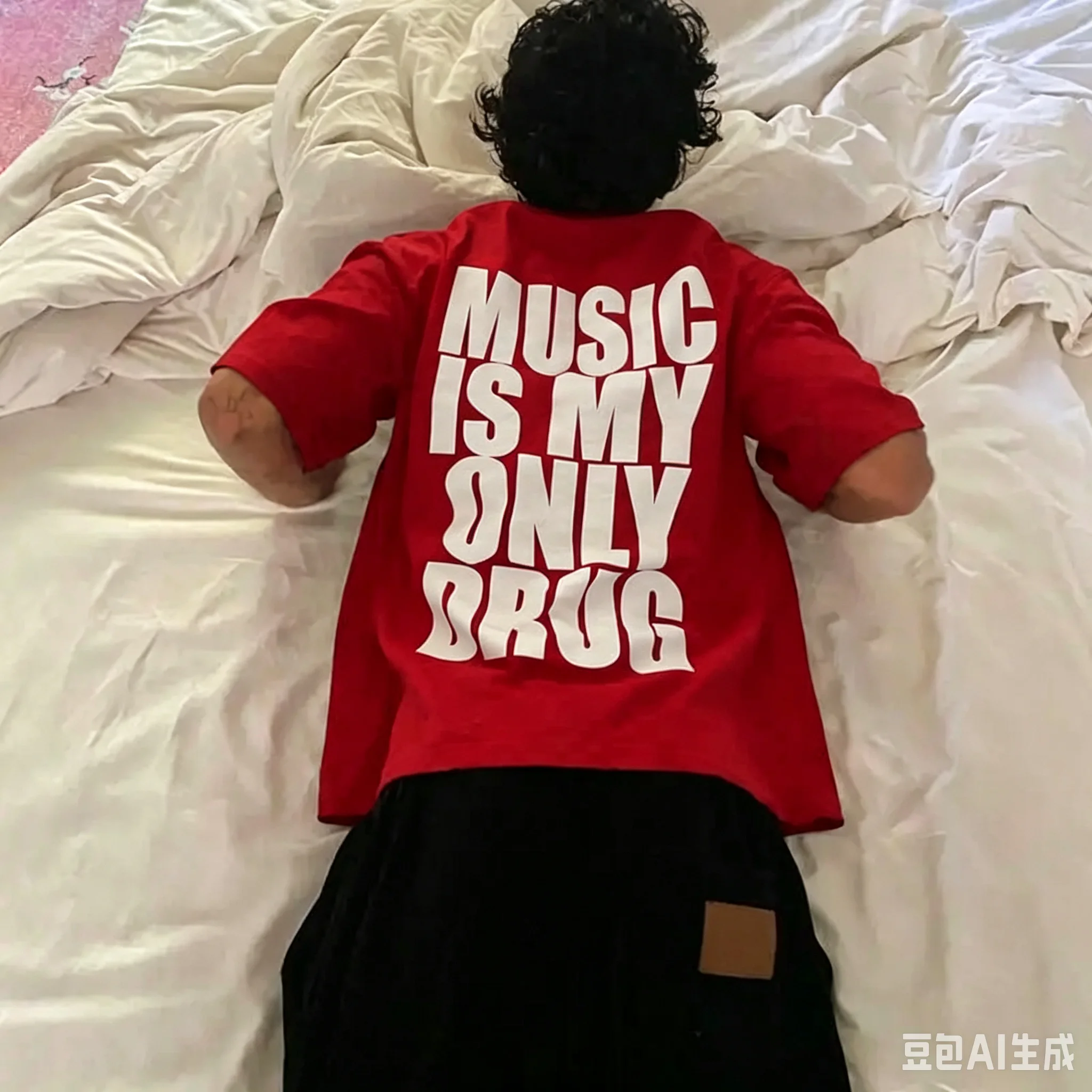 Alphabet Music Is My Only Drug Fun English Adults Kids Short-sleeved T-shirt Summer Cotton Short Sleeved Trendy Niche Streetwear
