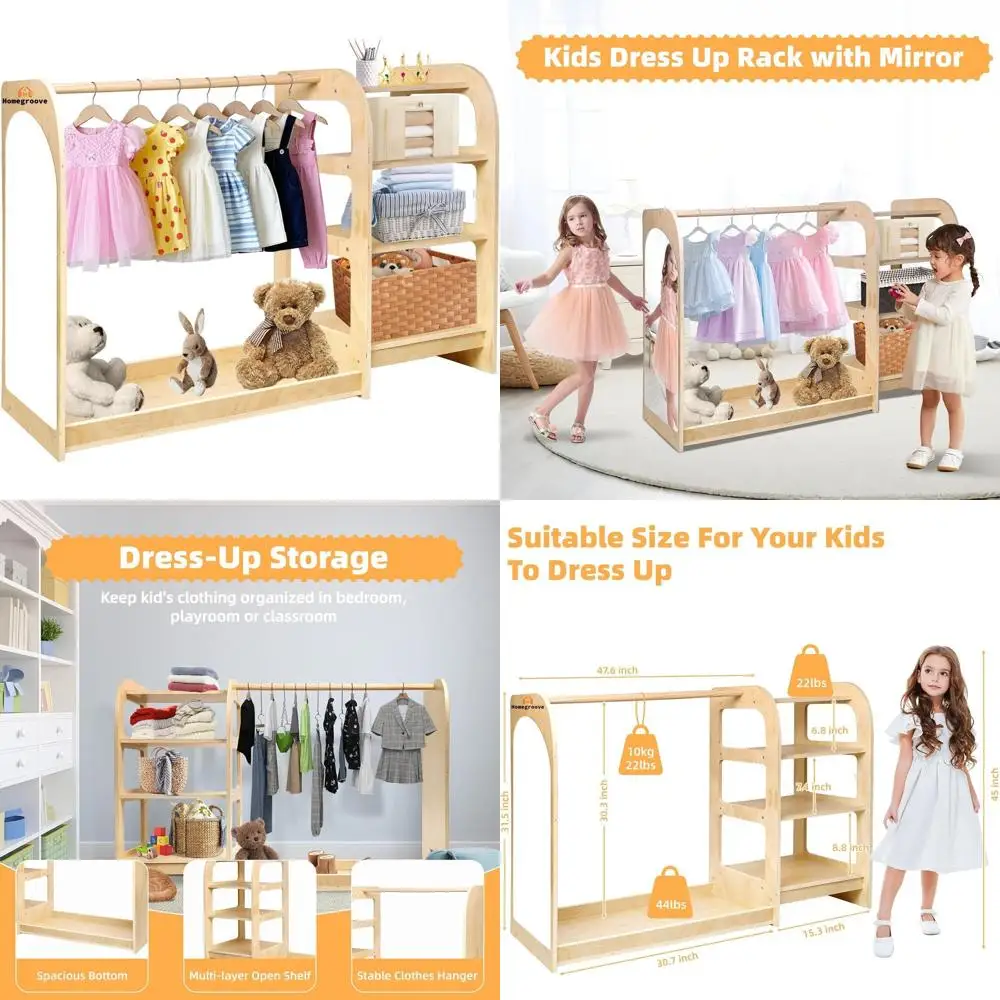 

Детский зеркальный шкаф 31,5 фута с местом для хранения, деревянный органайзер для мальчиков и девочек - мебель для спальни и игровой комнаты