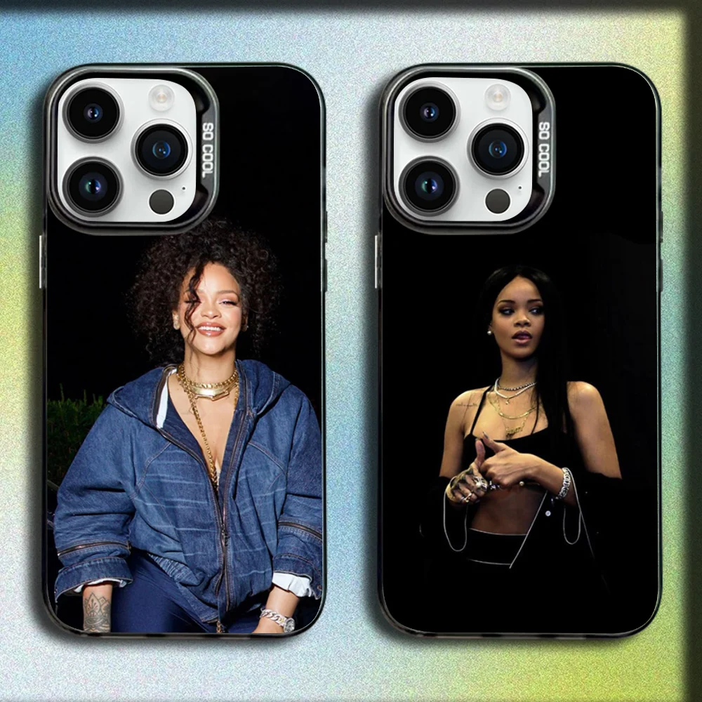 

Singer R-RIHANNAS-S Phone Case For iPhone 16,15,14,13,12,11,Mini,Pro,SE,MAX Gray Matte Silicone Black Cover