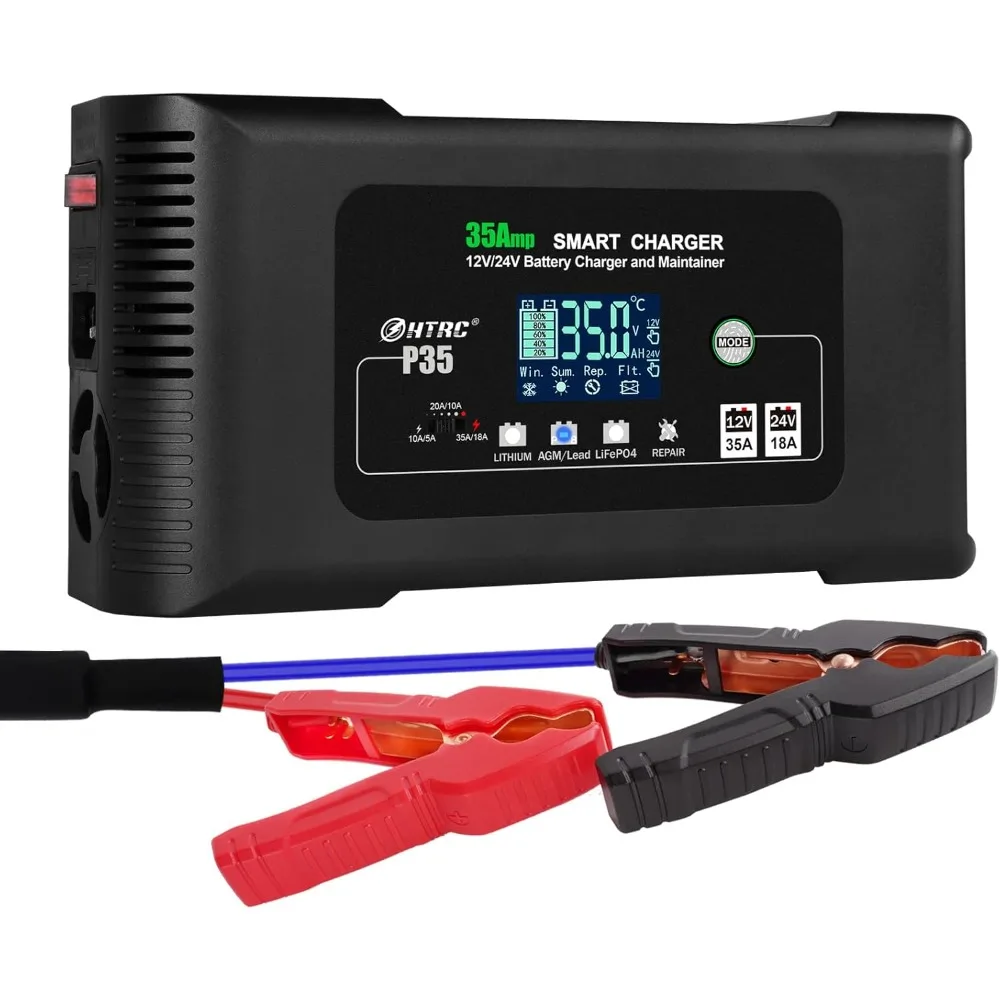 Chargeur intelligent HTRC 35 ampères, chargeur de batterie de voiture, chargeur de maintien, 12V35A/24V18A, 14,6 V/29,2 V, Lithium, LiFePO4, plomb-acide AGM/Gel/SLA.