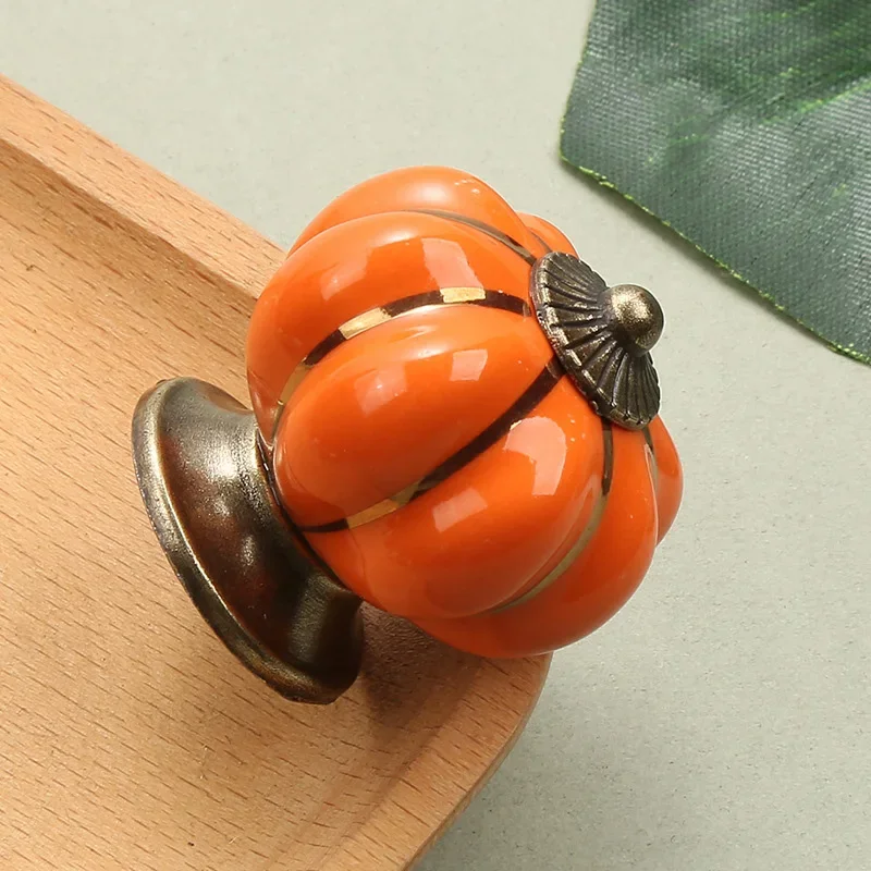 9 Colors Vintage Ceramic Pumpkin Pull Cabinet Knobs for Door Closet Bathroom Dresser Wardrobe Furniture Handle