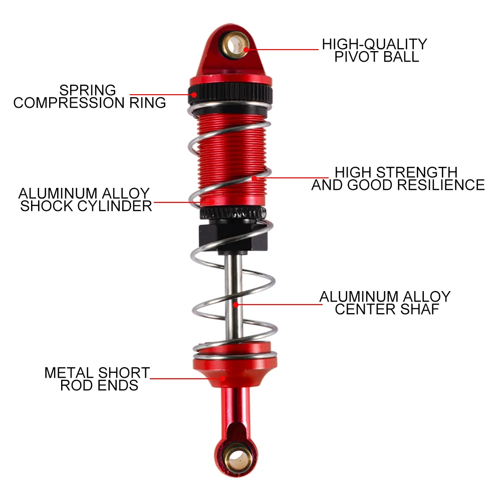9IMOD 4PCS RC Car Shock Absorber 74mm Aluminum Upgrade Hydraulic Shock Absorber for 1/12 MN128 MN86 G500 RC Car Upgrade Parts
