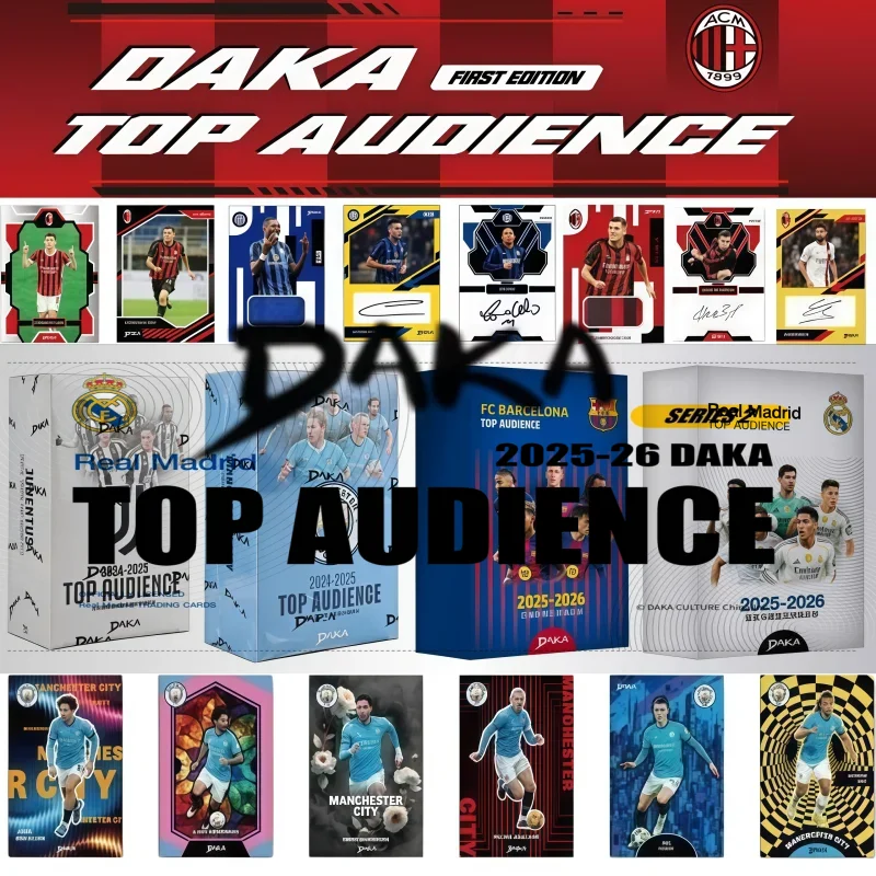 2024-2025 Daka Trading Card Top Audience Manchester City Juventus AC Milan Inter de Milão Estrela do Futebol Caixa Oficial de Presente