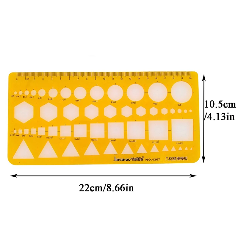 Math Drawing Template Geometry Ruler Student Stationery  Triangle,Square,Circle,Hexagon Shapes No. 4367
