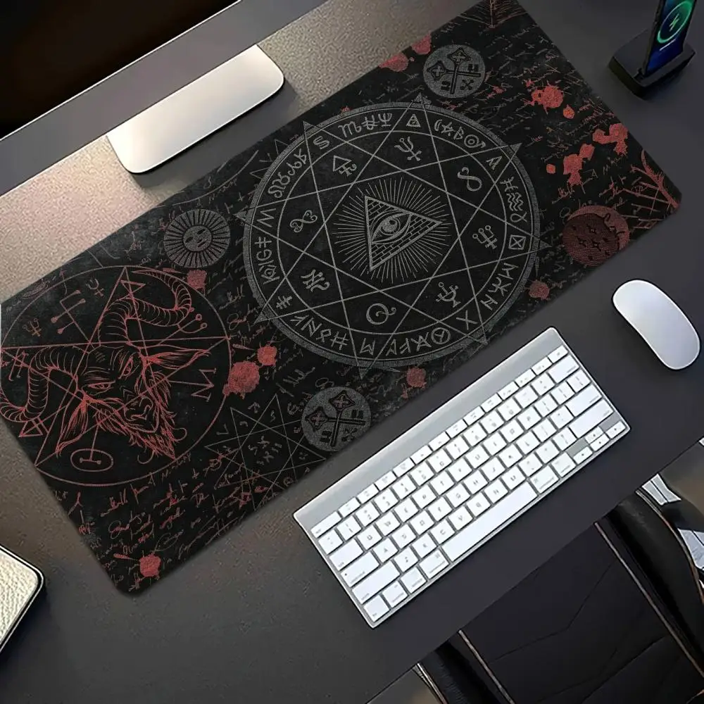 Desk Pad Occult Pentagram Magic Circle Non Slip Rubber Lock Edge Keyboard Pad E-Sports Gamer Office Laptop Desktop Mat