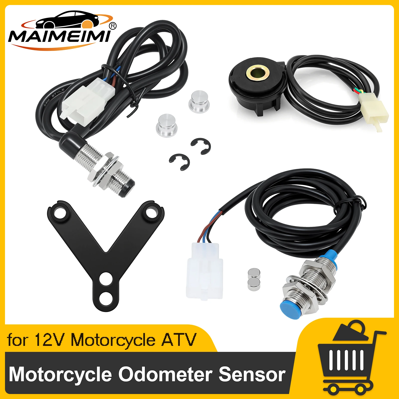 Motorcycle Tacho Turbo Sensor Cable Universal fit for Speedometer 12V Digital Odometer Gauge Replacement Kit With 2 Magnets