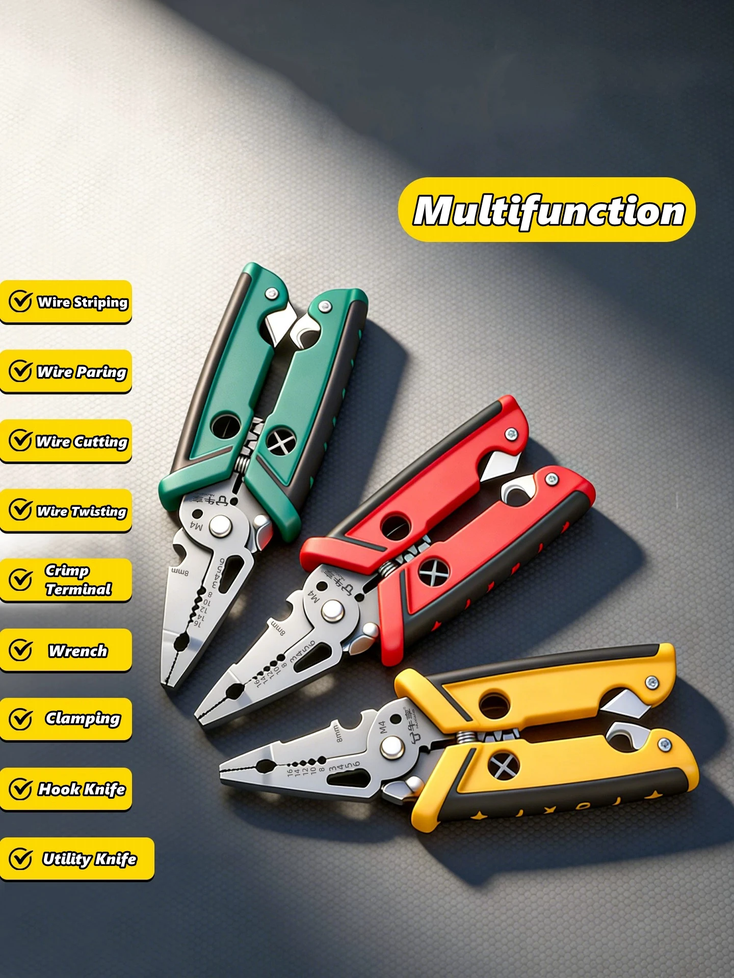 18 in 1 Electrician Pliers Multifunctional Wire Stripper Crimper Pliers Crimping Cutting Professional Electrician Tool