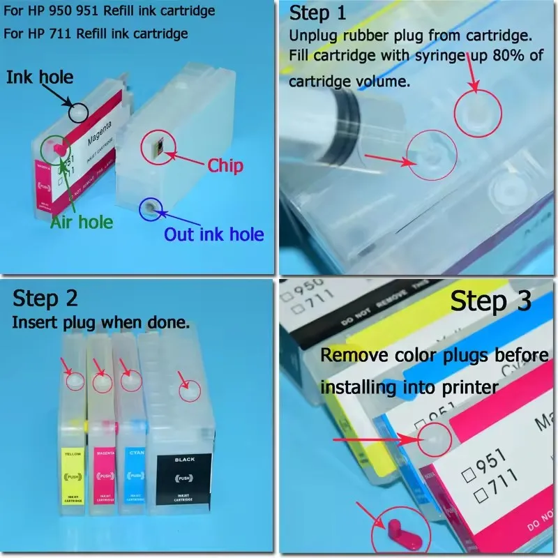 

712 712XL Refillable Ink Cartridge With Chip for HP712 for HP DesignJet T210 T230 T250 T650 Printer