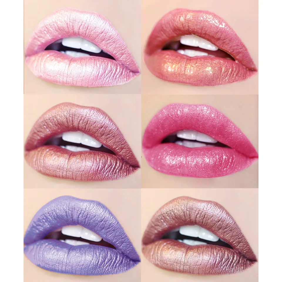 HANDAIYAN Metallic Glitter Matte Liquid Lipstick Lips Makeup Mate Shine Lip Gloss Women Cosmetics Waterproof Lipgloss Cream Tint