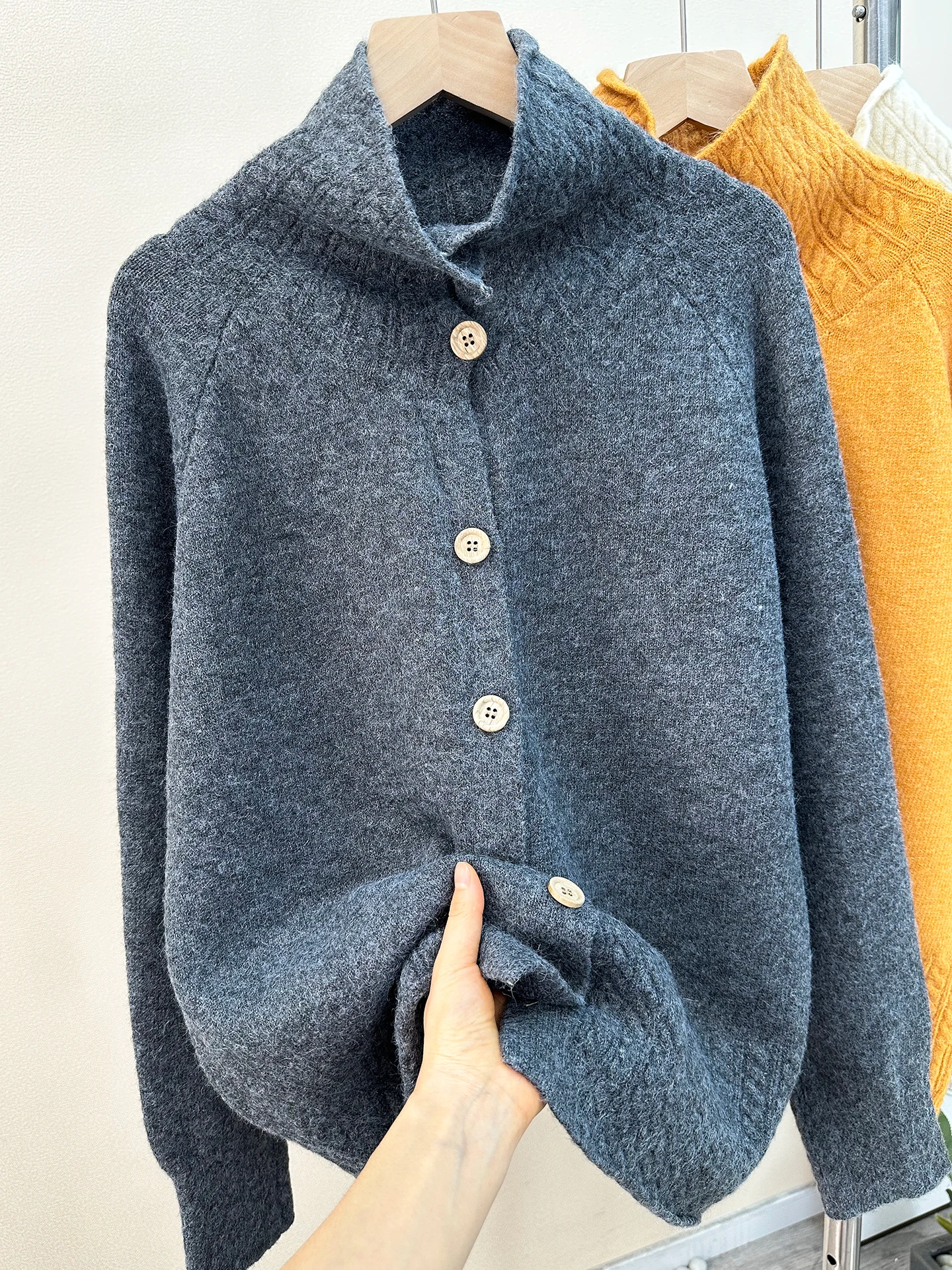 

Теплый вязаный свитер с высоким воротником, женский осенне-зимний модный мягкий уютный вязаный свитер, свободный крой, длинный све