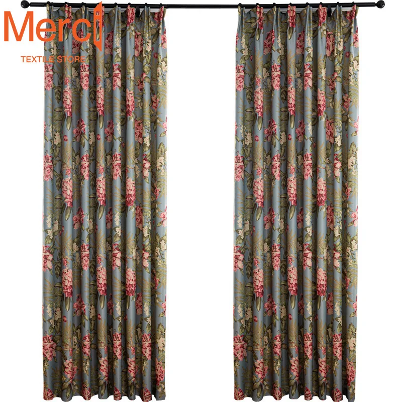 

Rustic Floral Curtains for Living Room Bedroom American Curtains Background Window Modern Door Screen Curtains Customize