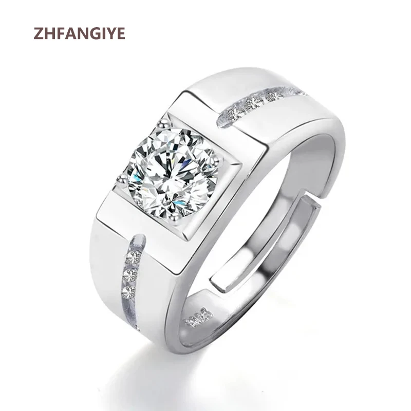 

ZHFANGIYE Fashion Women Ring 925 Silver Jewelry with Zircon Gemstone Hand Accessories Open Finger Rings for Wedding Party Bridal