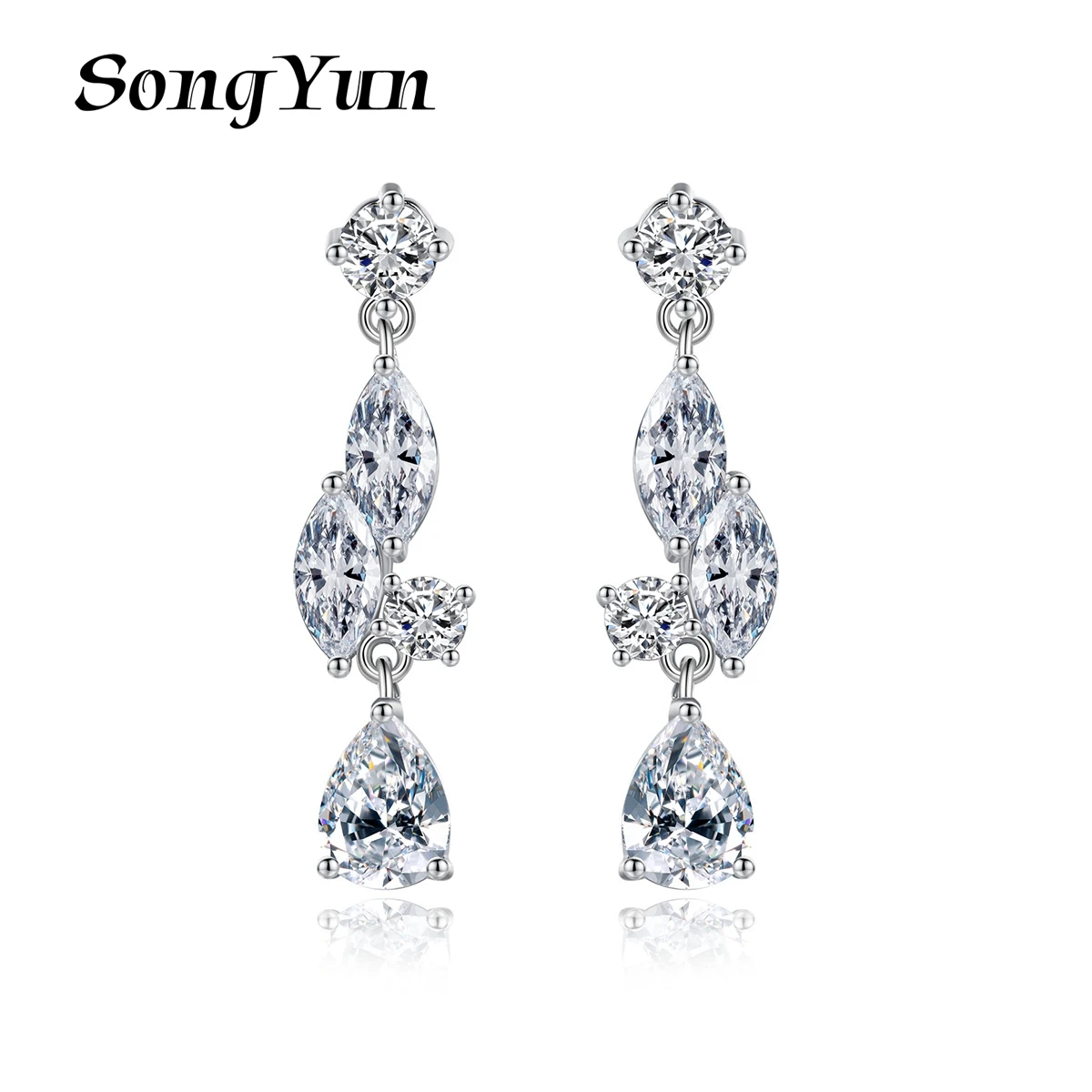 

SongYun Jewelry Manufacturer MHT Earrings Drop Zircons Brass Earrings European And American High Sense