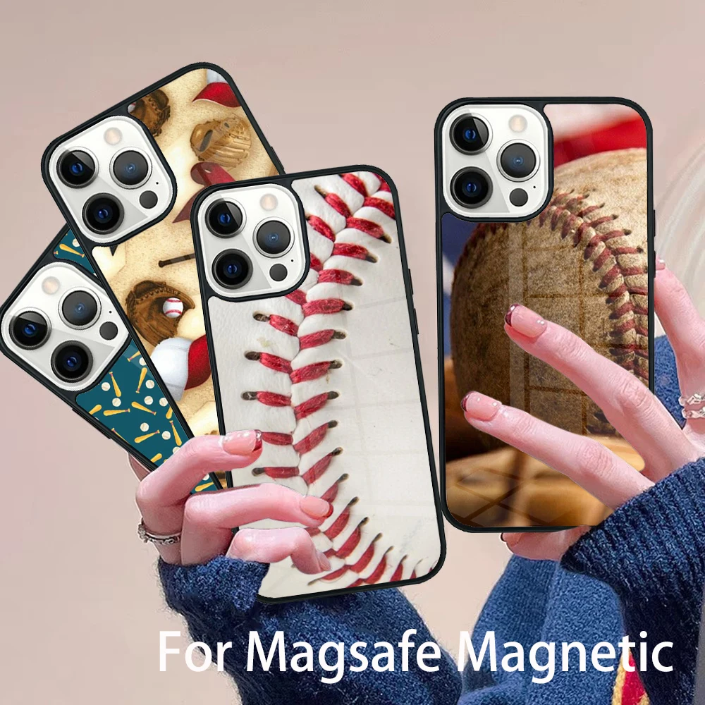

Baseball Phone Case Magesafe Magnetic Wireless Charge Cover For IPhone 16 11 12 13 14 15 Pro Max Plus Mini