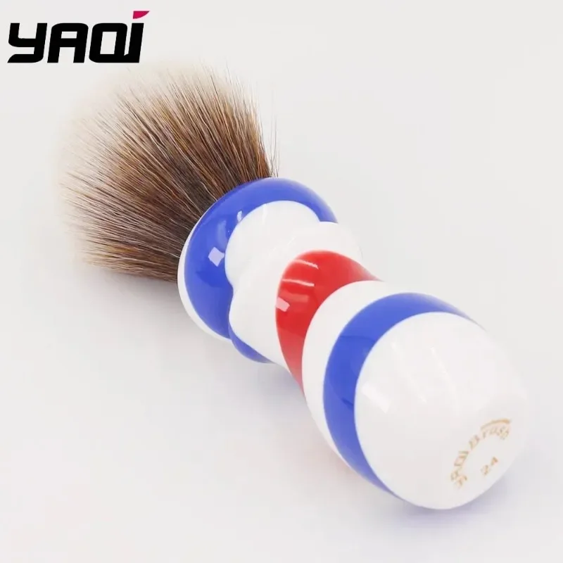 YAQI Vintage Mature 24MM New Barber Pole Style Brown Synthetic Knot Shaving Brush For Mens Cleaning Durability Wet Shaving Brush