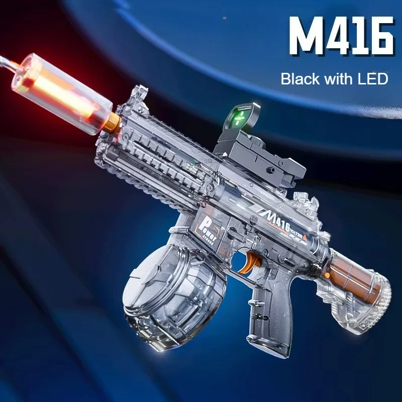 Large Capacity Automatic Water Gun Toys LED Scopes Electric M416 Squirt Water Pistol Spray Blaster Summer Pool Toys for Kids Boy