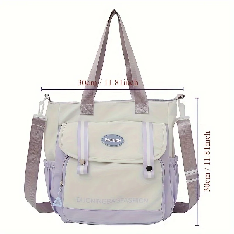 Student Canvas Crossbody Bag Large Capacity Handheld Tote School Book Bag Durable Canvas Satchel for  Travel Daily Use