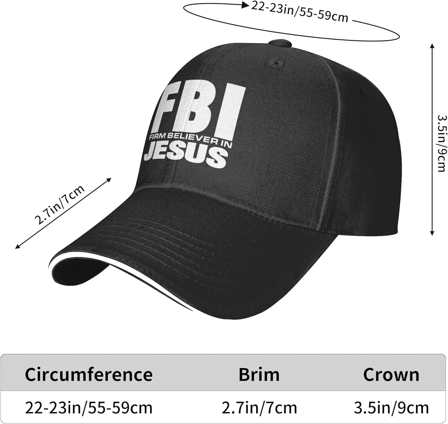 FBI-Firm Believer in Jesus Hat Christ Christian Hat for Men Women Adjustable Baseball Cap Trucker Hat