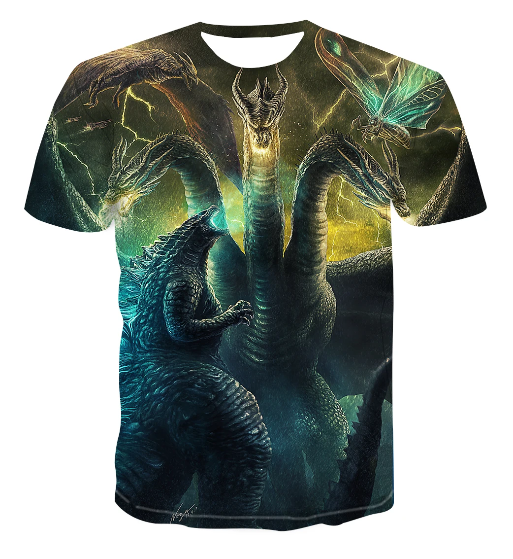 Summer fashion Dinosaur Patterned t-shirt Men\'s 3D Print Tees Casual Short Sleeves Movies Movies Funny T Shirts Streetwears Tops