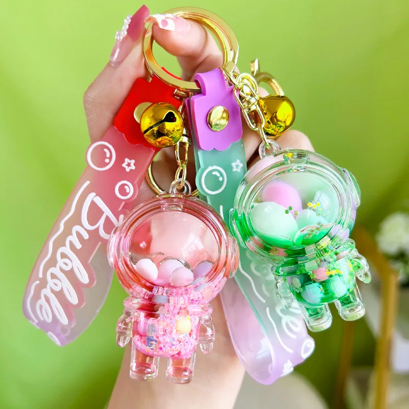 Luminous Acrylic Oil Keychain Cute Liquid Quicksand During Supply