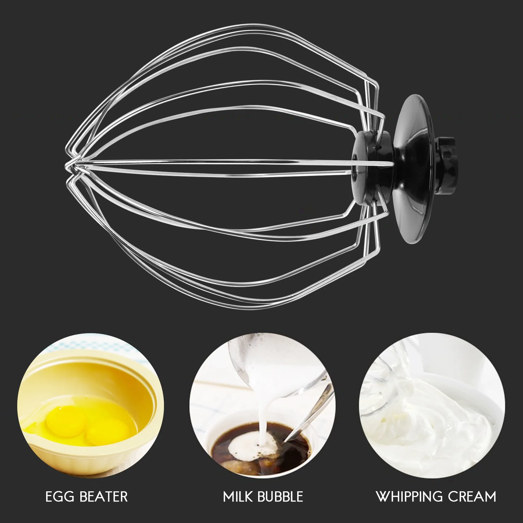 Aço inoxidável Balão Wire Whip, Anexo Mixer para EPRO Flour Cake, Egg Cream, Kitchen Tool