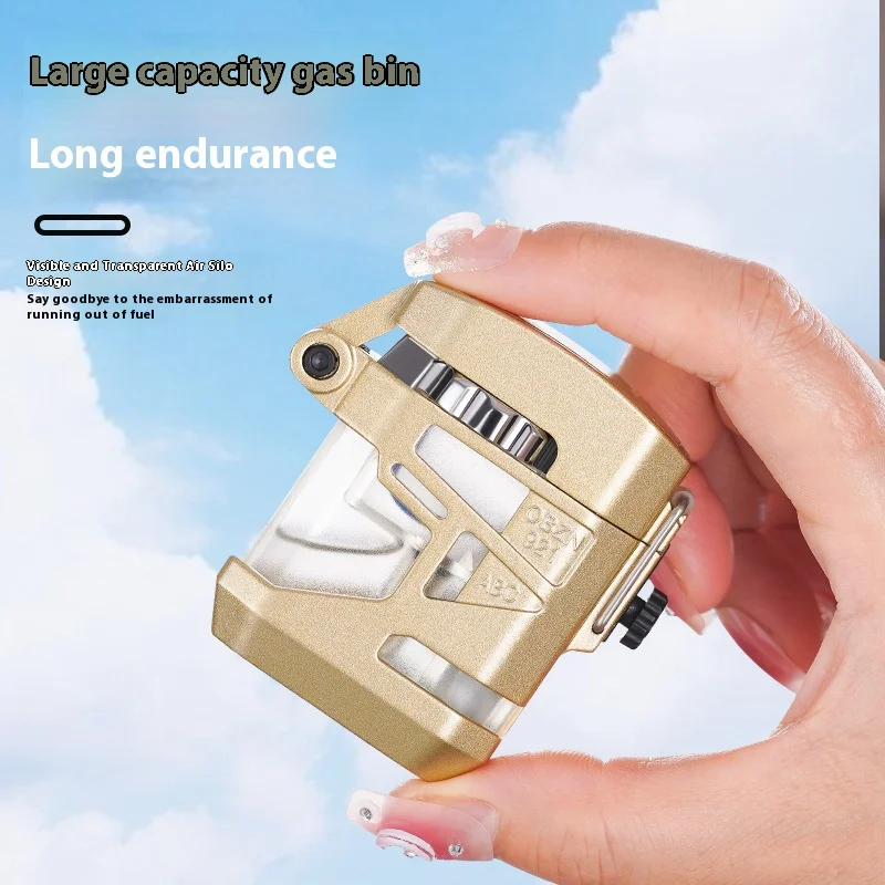

Transparent Atmospheric Compartment Inflatable Windproof Lighter Cool Red Flame Trend Luminous Ecompression Metal Lighter