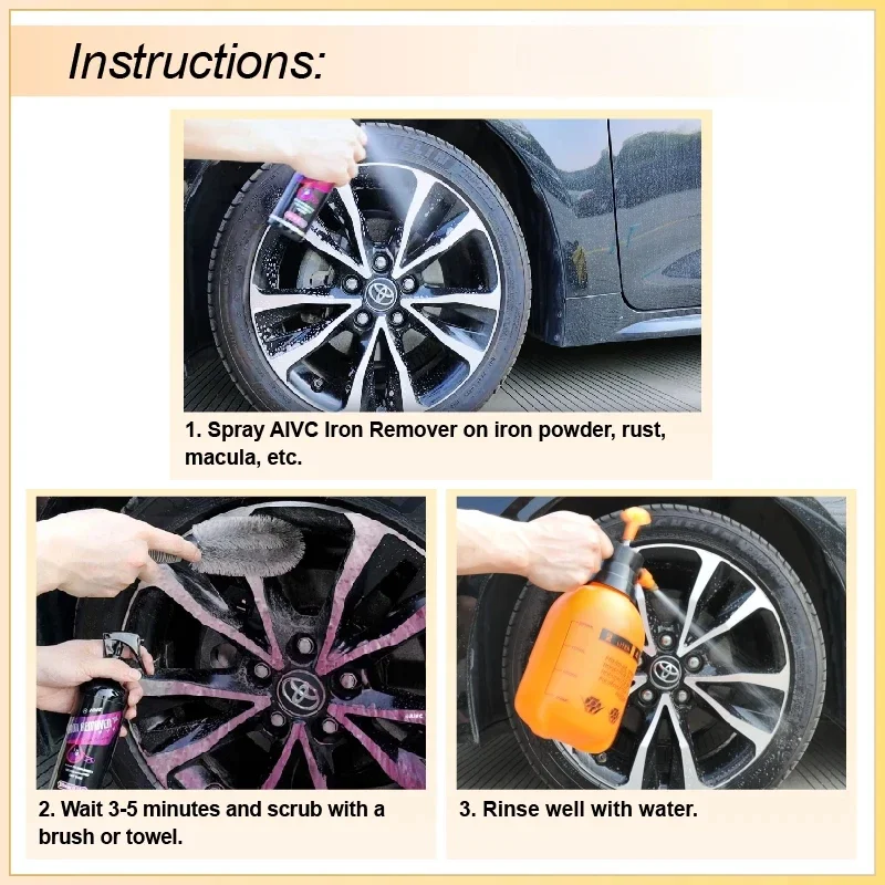 Iron Remover Spray Car Wheels Rim Cleaner Multi Purpose Rust Remover Brake Paint Protect Metal Dust Iron Powder Remover Car Care