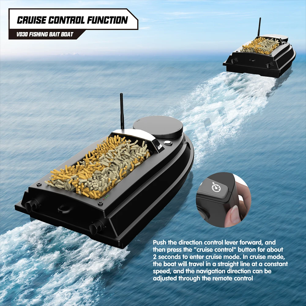 LOKEEVAN V030 RC Karpfen Angeln Köder Boot GPS, Große Größe 9 Angeln Boden 12 V High-Speed GPS Fishfinder Trawling Nest Köder Boot – Detail 7